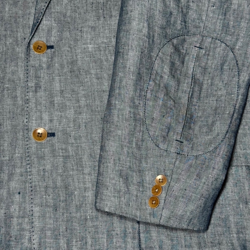 Tommy Bahama Mens XL 100% Irish Linen Blue Herringbone Blazer Sport Coat Coastal - Picture 7 of 13
